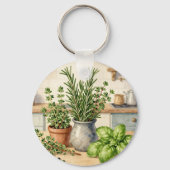 Porte-clés Herbes fraîches de cuisine aquarelle (Verso)