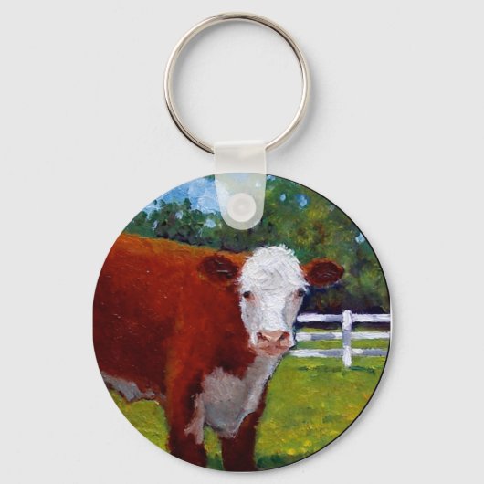 PORTE-CLÉS HEREFORD HEIFER COW ART (Recto)