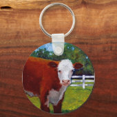 PORTE-CLÉS HEREFORD HEIFER COW ART (Recto)