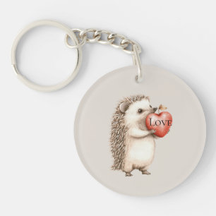 Porte-clés Hérisson Adorable avec Amour de Cœur Rouge