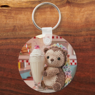 Porte-clés Hérisson au crochet et milkshake au diner rétro