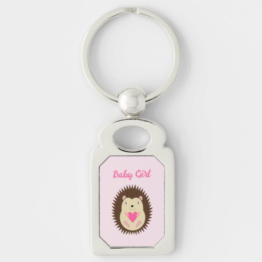 Porte-clés Hérisson Bébé Fille Rose Mignon sur Mesure (Devant)