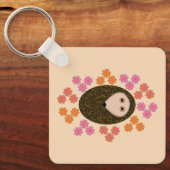 Porte-clés Hérisson dormant et fleurs personnalisées (Recto)