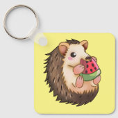 Porte-clés hérisson mangeant une pastèque rouge, (Recto)