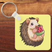 Porte-clés hérisson mangeant une pastèque rouge, (Recto)