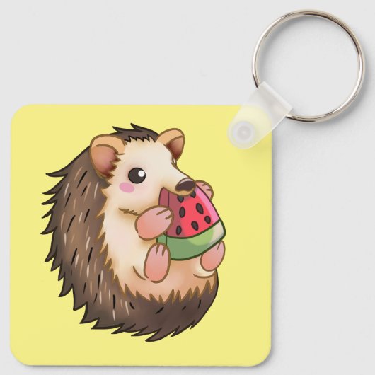 Porte-clés hérisson mangeant une pastèque rouge, (Dos)