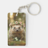 Porte-clés Hérisson mignon avec une couronne de fleurs (Dos)