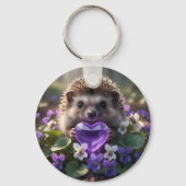 Porte-clés Hérisson mignon de février avec cœur d'améthyste (Recto)