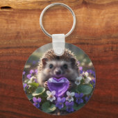 Porte-clés Hérisson mignon de février avec cœur d'améthyste (Recto)