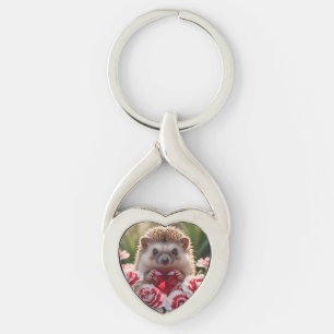 Porte-clés Hérisson mignon de janvier avec cœur de grenat