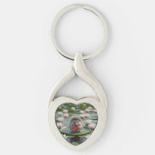 Porte-clés Hérisson mignon de juillet avec cœur de rubis