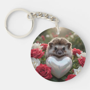 Porte-clés Hérisson mignon de juin avec cœur de perle