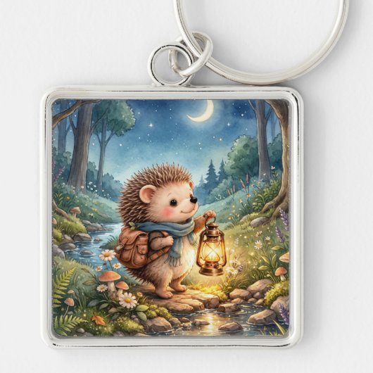 Porte-clés Hérisson mignon de la forêt avec lanterne (Devant)