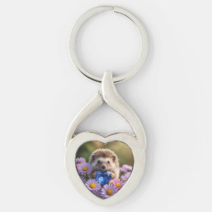 Porte-clés Hérisson mignon de septembre avec cœur de saphir