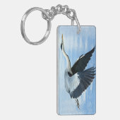 Porte-clés Héron bleu en vol au-dessus de l'eau (Devant gauche)