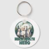 Porte-clés Héros de la santé du cheval, Chevaux blancs d'équi (Verso)