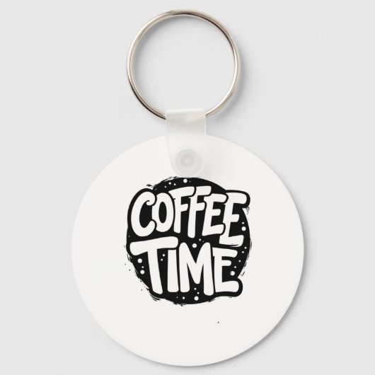 Porte-clés Heure du café - Sticker de typographie manuscrite (Recto)