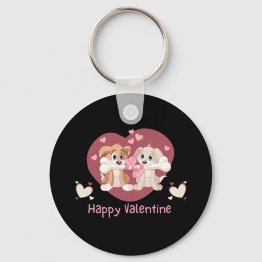 Porte-clés Heureuse Sainte-Valentin 2023 Drôle Chiens mignons (Recto)