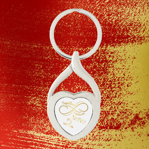 Porte-clés Heureuse Sainte-Valentin Ensemble pour toujours or