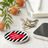 Porte-clés Heureuse Sainte-Valentin mignon noir rayé simple (Côté)