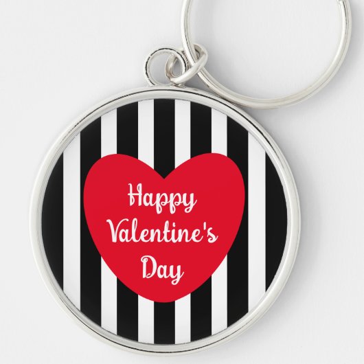 Porte-clés Heureuse Sainte-Valentin mignon noir rayé simple (Devant)