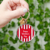Porte-clés Heureuse Sainte-Valentin mignon rouge rayé simple (Main)
