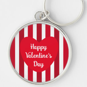 Porte-clés Heureuse Sainte-Valentin mignon rouge rayé simple