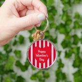 Porte-clés Heureuse Sainte-Valentin mignon rouge rayé simple (Main)