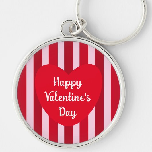Porte-clés Heureuse Sainte-Valentin mignon rouge rayé simple (Devant)
