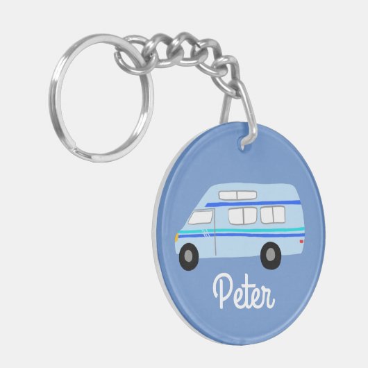 Porte-clés HEUREUX CAMPER Van RV Motorhome Campervan CUSTOM (Devant gauche)