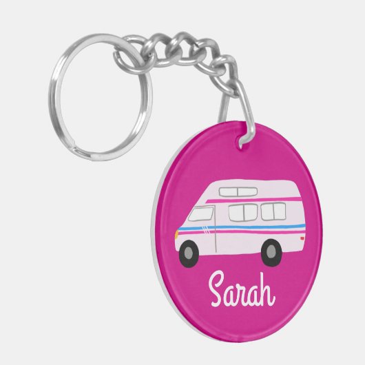 Porte-clés HEUREUX CAMPER Van RV Motorhome Campervan CUSTOM (Devant gauche)