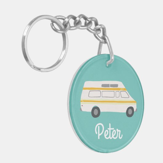 Porte-clés HEUREUX CAMPER Van RV Motorhome Campervan CUSTOM (Devant gauche)