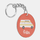 Porte-clés HEUREUX CAMPER Van RV Motorhome Campervan CUSTOM (Devant gauche)