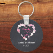 Porte-clés Heureux Jamais après la Glittery Mariage de Coeurs (Recto)