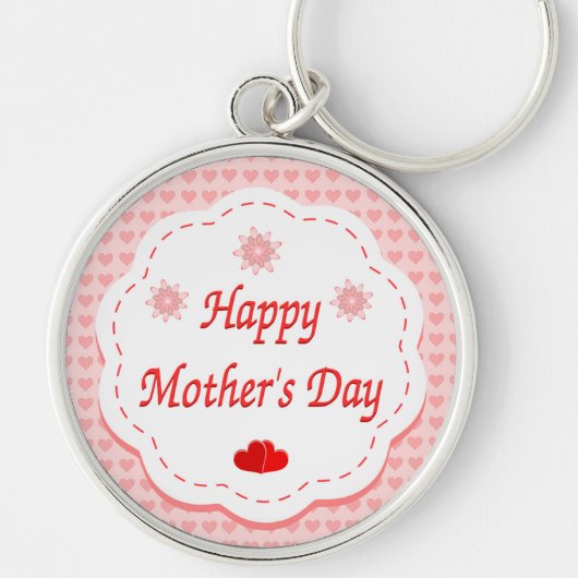 PORTE-CLÉS "HEUREUX JOUR DE LA MÈRE" COEURS ROSES (Devant)
