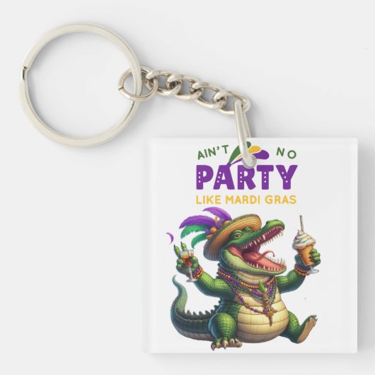 Porte-clés Heureux Mardi Gras Alligator (Devant)