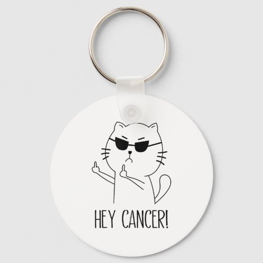 Porte-clés Hey Cancer F U, Funky Chat Doigt Moyen, F#ck Canc (Recto)