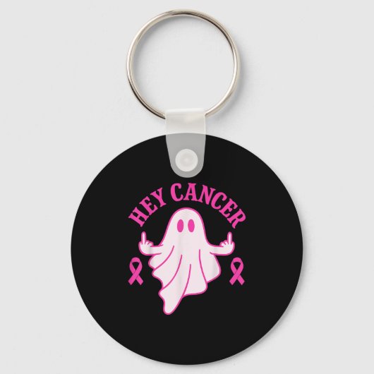 Porte-clés Hey Cancer Ghost Halloween Funny Breast Cancer Awa (Recto)