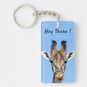 Porte-clés Hey là drôle Giraffe photo avec texte