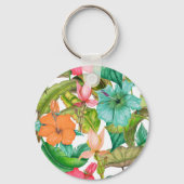 Porte-clés Hibiscus coloré hawaïen tropical (Verso)