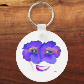 Porte-clés Hibiscus face avec sourire - bleu (Recto)