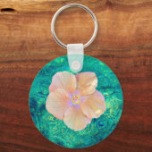 Porte-clés Hibiscus fleur turquoise eau de l'océan Hawaïen (Recto)