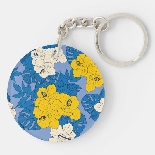 Porte-clés Hibiscus fleurs et feuilles (Dos)