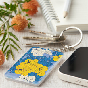 Porte-clés Hibiscus fleurs et feuilles