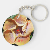 Porte-clés Hibiscus Fleurs Jaunes et Lilac avec Initiales (Dos)