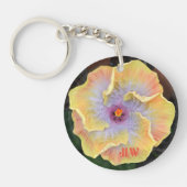 Porte-clés Hibiscus Fleurs Jaunes et Lilac avec Initiales (Devant)