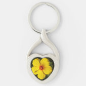 Porte-clés Hibiscus Jaune Cœur Tropical Hawaï Souvenir (Devant)