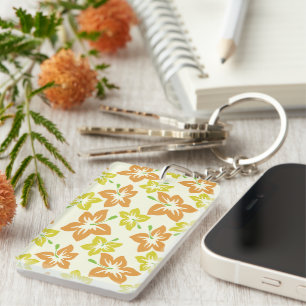 Porte-clés Hibiscus Jaune, Hibiscus Orange, Modèle Floral