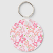 Porte-clés Hibiscus rose, Fleurs roses, Motif de fleurs (Recto)