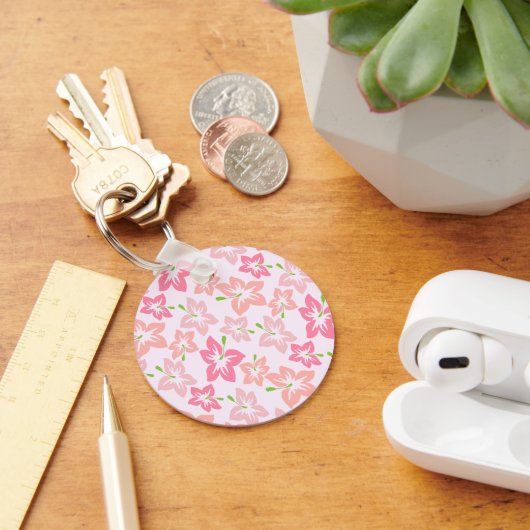 Porte-clés Hibiscus rose, Fleurs roses, Motif de fleurs (Bureau)